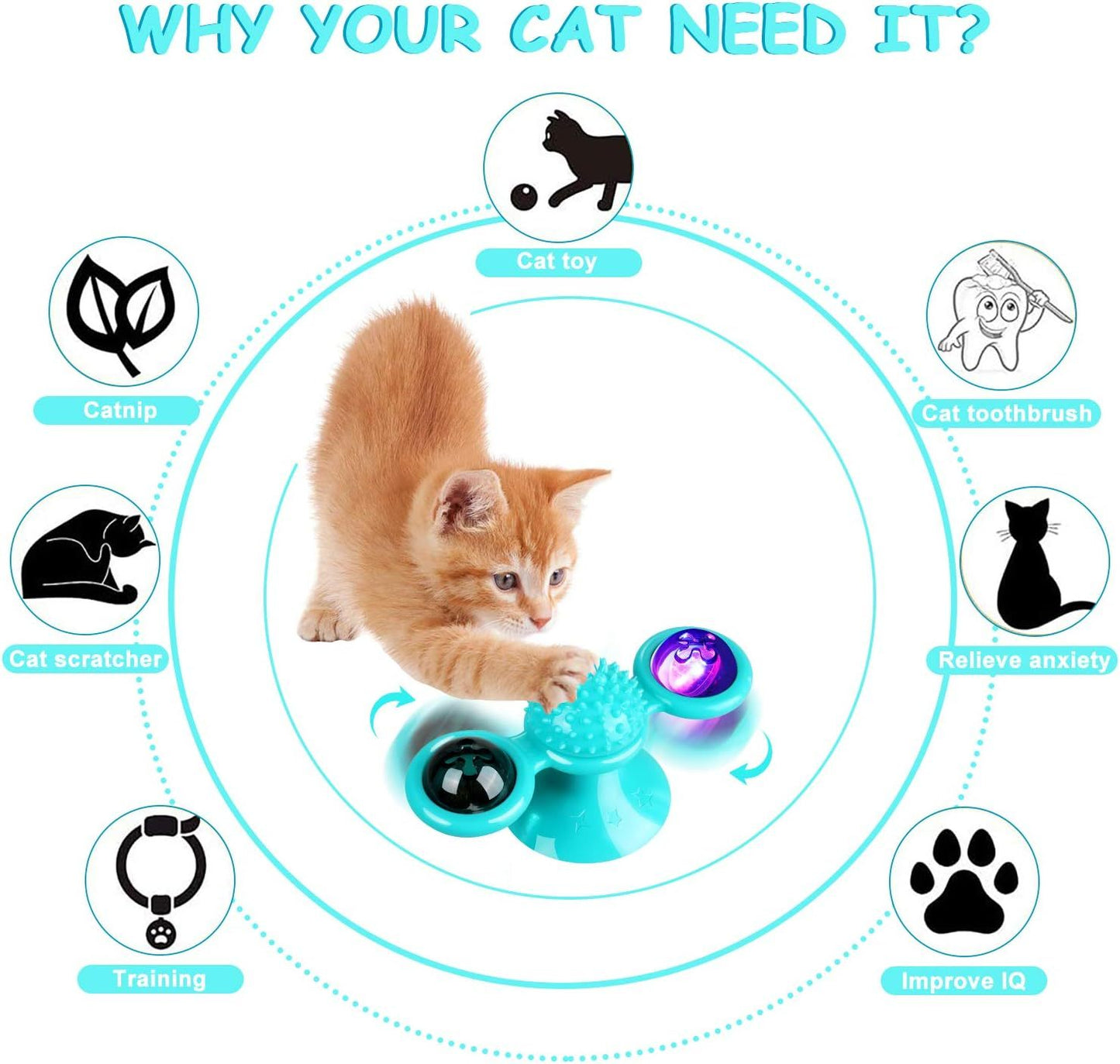 Catnip Carousel With LED Light & Suction Cup