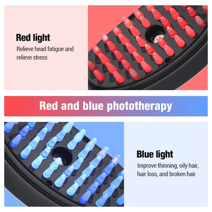 Electric Spray Massage Comb,Scalp Massager,Micro Current Head Meridian Massager anti Hair Loss Physiotherapy Apparatus Red and Blue Light Nourishing Scalp