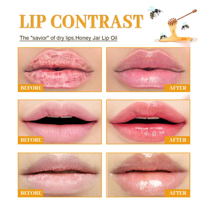 Honey Infused Lip Oil and Beeswax Balm for Long-Lasting Moisturization and Care Organic Cosmetic