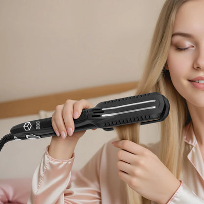 VEVOR Professional 1.5-Inch Titanium Hair Straightener with Dual Infrared Technology, LCD Display, 19 Temperature Settings (210°F to 450°F), Dual Voltage (110V/240V) for Salon, Home, and Travel Use