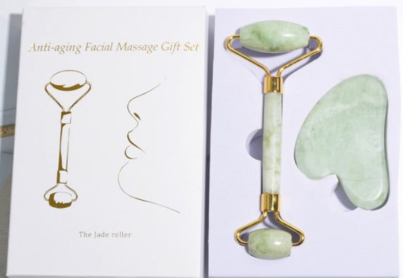 Jade Roller and Gua Sha Set in Elegant Gift Box