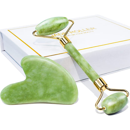 Jade Roller and Gua Sha Set in Elegant Gift Box