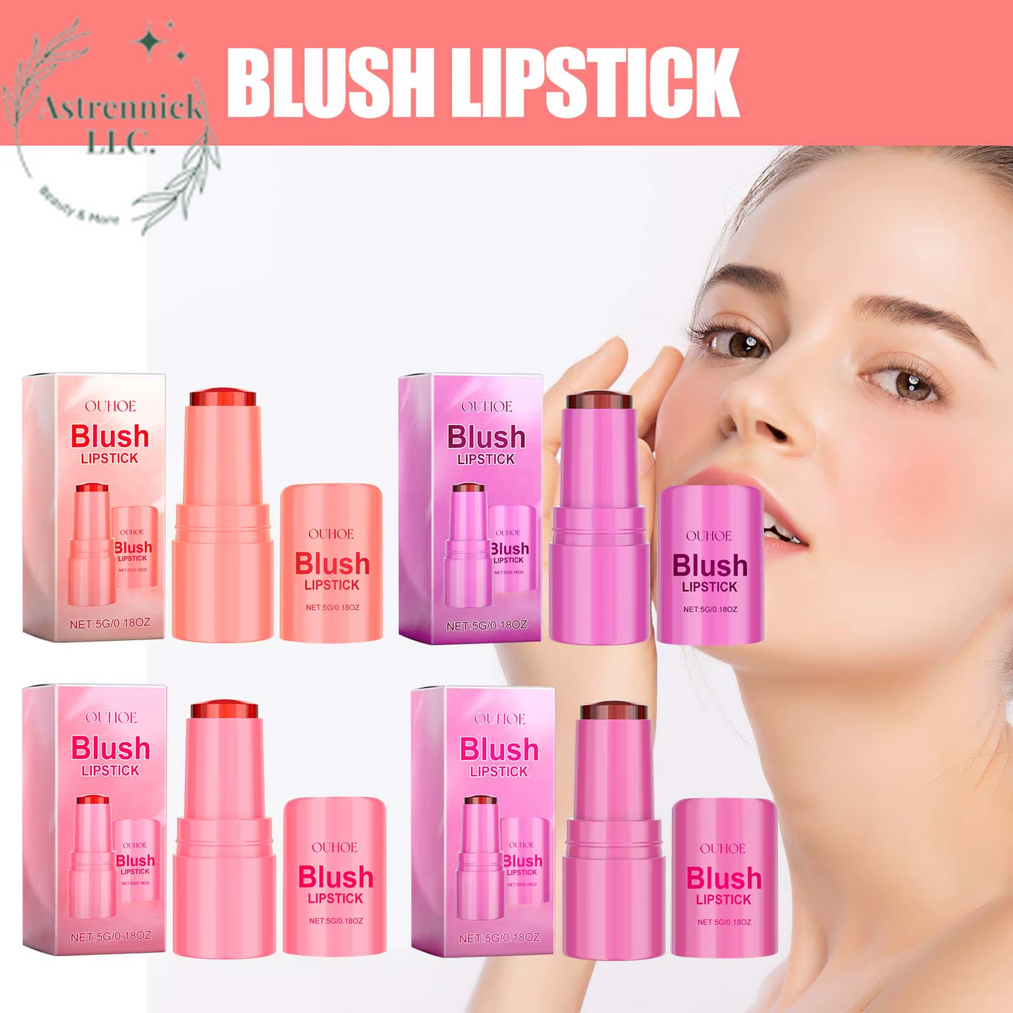 Moisturizing Blush Lipstick with Elastic Jelly Texture - Cooling Water Tint and Sheer Lip and Cheek Stain for a Flawless Finish