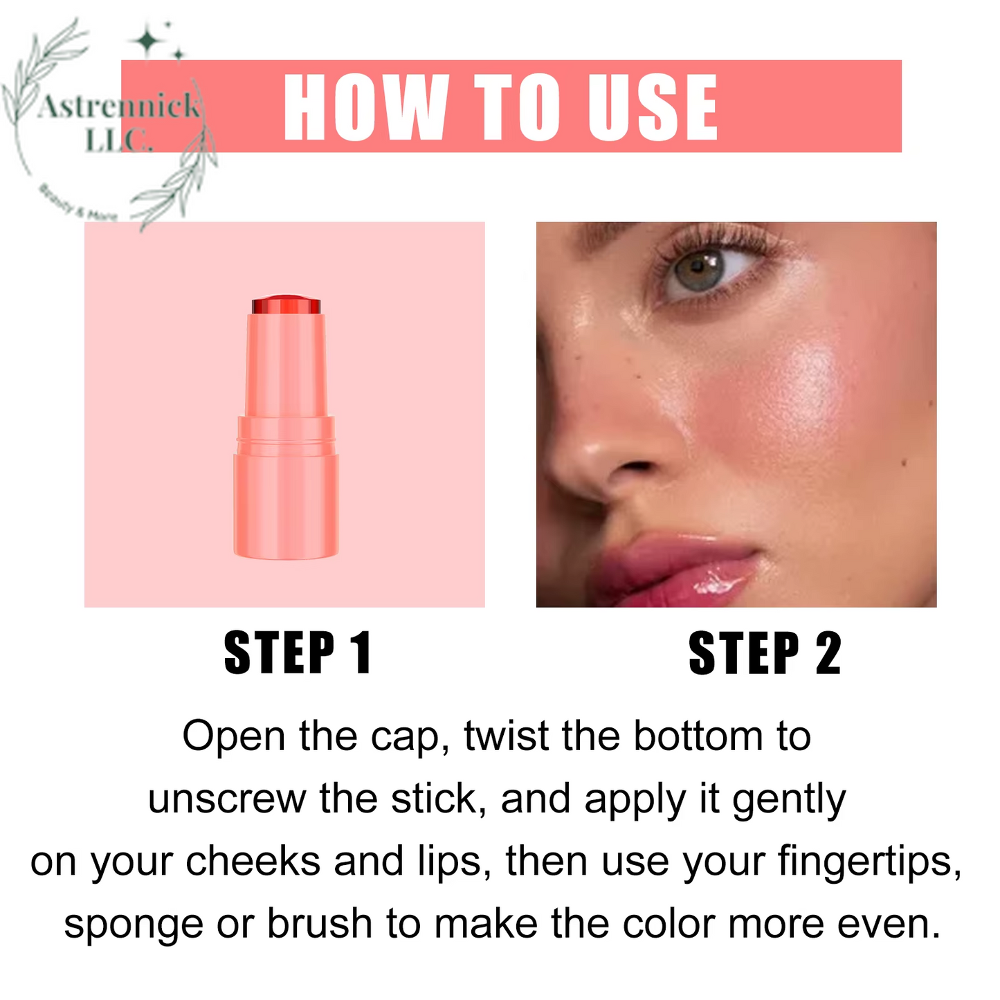 Moisturizing Blush Lipstick with Elastic Jelly Texture - Cooling Water Tint and Sheer Lip and Cheek Stain for a Flawless Finish