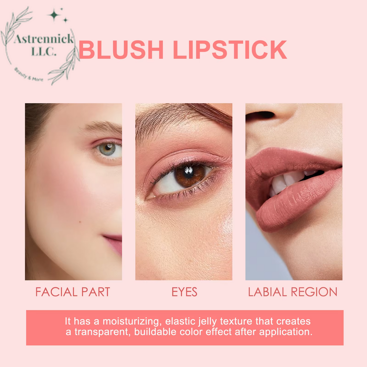 Moisturizing Blush Lipstick with Elastic Jelly Texture - Cooling Water Tint and Sheer Lip and Cheek Stain for a Flawless Finish